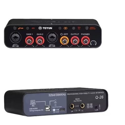 TEYUN Q26 2 Channels Professional Portable Audio Interface Sound Card Console